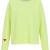 Sweatshirt mit Herz und offenen Kanten in lime