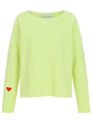 Sweatshirt mit Herz und offenen Kanten in lime