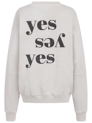 Sweatshirt mit Yes Print auf dem Rückteil in hellgrau