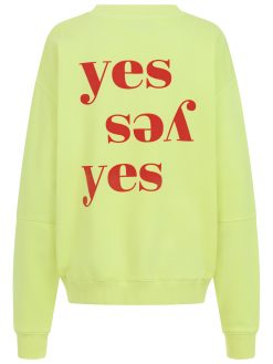 Sweater mit Yes Print auf Rückteil in lime
