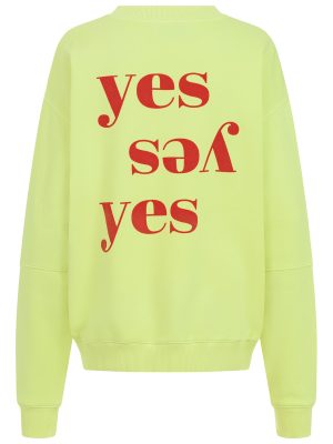 Sweater mit Yes Print auf Rückteil in lime