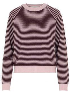 Kaschmir Pullover mit rosa-bordeaux Streifen