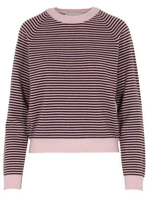 Kaschmir Pullover mit rosa-bordeaux Streifen