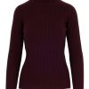 Kaschmir Rippstrick Rollkragenpullover in bordeaux