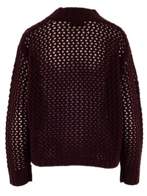 Lochstrickjacke in bordeaux Rückansicht