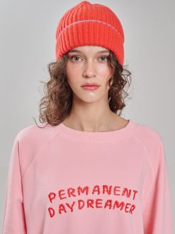 Kaschmir Mütze mit Rippstruktur in rot