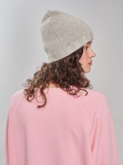 Kaschmir Mütze mit Lurex in hellgrau