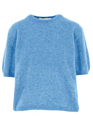 1/2-Arm Pullover türkis aus brushed Kaschmir Vorderansicht