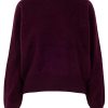 Boxy Pullover in bordeaux aus brushed Kaschmir Vorderansicht