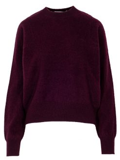 Boxy Pullover in bordeaux aus brushed Kaschmir Vorderansicht