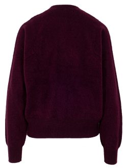 Boxy Pullover in bordeaux aus brushed Kaschmir Rückansicht