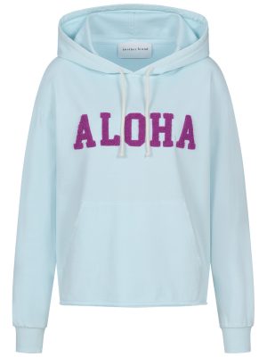 Eisblauer Hoodie mit Loop Stickerei Aloha
