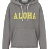 Grauer Hoodie mit Loop Stickerei Aloha