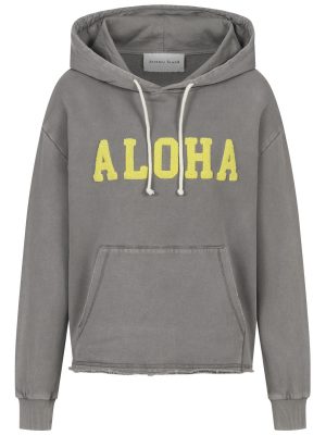 Grauer Hoodie mit Loop Stickerei Aloha