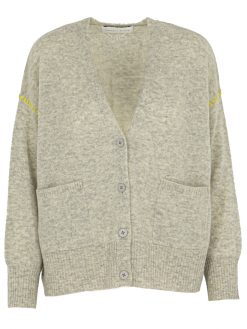 Kaschmir Strickjacke mit Kontrastnähten grau