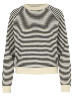 Kaschmir Pullover mit Streifen in grau-offwhite
