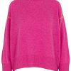 Pullover in fuchsia mit Kontrastnaht in gelb
