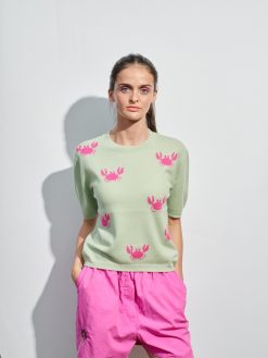 Pullover mit Krabben in mint