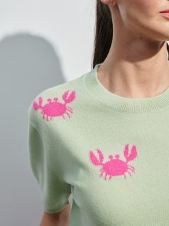Pullover mit Krabben in mint detail