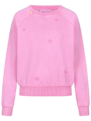 Sweatshirt mit bestickten Blumen in pink Vorderansicht