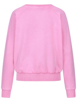 Sweatshirt mit bestickten Blumen in pink