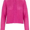 Kaschmir Strickjacke in Netz Optik fuchsia
