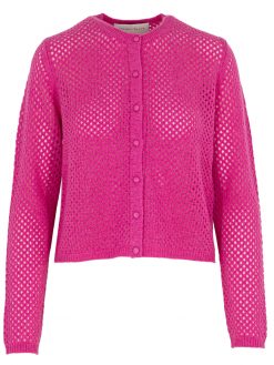 Kaschmir Strickjacke in Netz Optik fuchsia