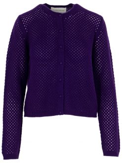 Kaschmir Strickjacke in Netz Optik lila