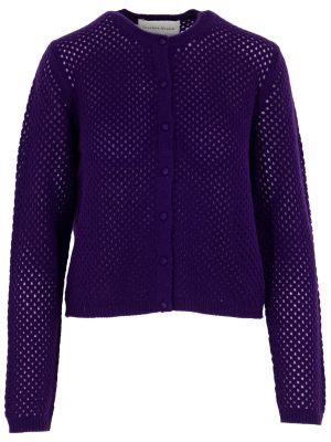 Kaschmir Strickjacke in Netz Optik lila