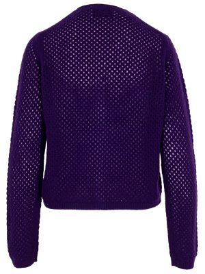 Kaschmir Strickjacke in Netz Optik lila Rückansicht