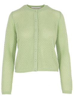 Kaschmir Strickjacke in Netz Optik mint