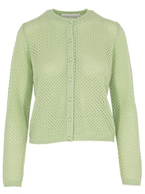 Kaschmir Strickjacke in Netz Optik mint
