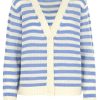 Cardigan mit Streifen in hellblau und cremeweiß