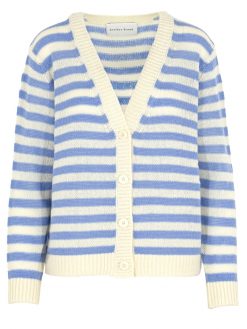 Cardigan mit Streifen in hellblau und cremeweiß