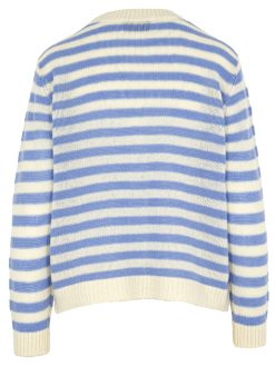Cardigan mit Streifen in hellblau und cremeweiß Rückansicht