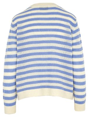 Cardigan mit Streifen in hellblau und cremeweiß Rückansicht