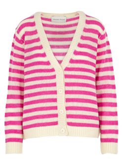 Cardigan mit Streifen in fuchsia und cremeweiß