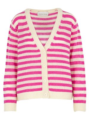 Cardigan mit Streifen in fuchsia und cremeweiß