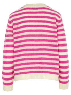 Cardigan mit Streifen in fuchsia und cremeweiß Rückansicht