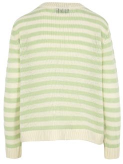 Cardigan mit Streifen in mint und cremeweiß Rückansicht