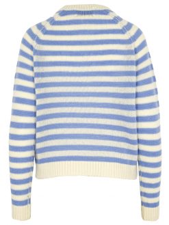 Ringelpullover in hellblau und cremeweiß Rückansicht