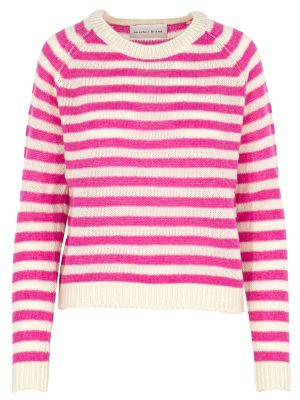 Ringelpullover in fuchsia und cremeweiß