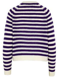 Ringelpullover in lila und cremeweiß Rückansicht