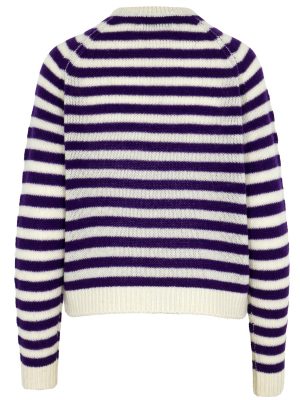 Ringelpullover in lila und cremeweiß Rückansicht