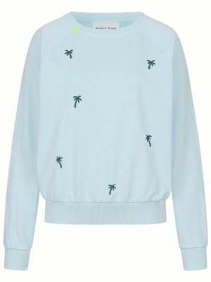Sweatshirt mit Palmen blau Vorderansicht