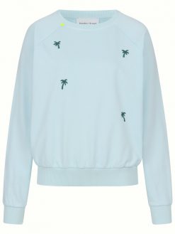 Sweatshirt mit Palmen blau Vorderansicht