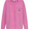 Popeline Bluse in Fuchsia mit Palme