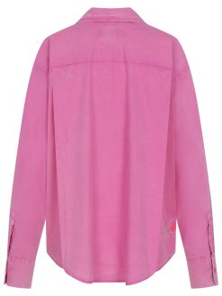 Popeline Bluse in Fuchsia mit Palme Rü