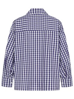 Popeline Bluse mit Karos in lila Rückansicht