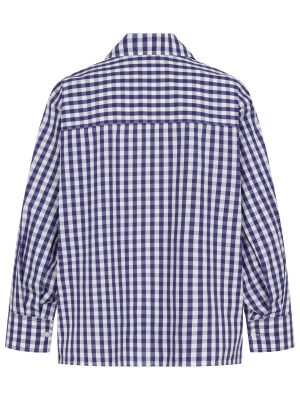 Popeline Bluse mit Karos in lila Rückansicht